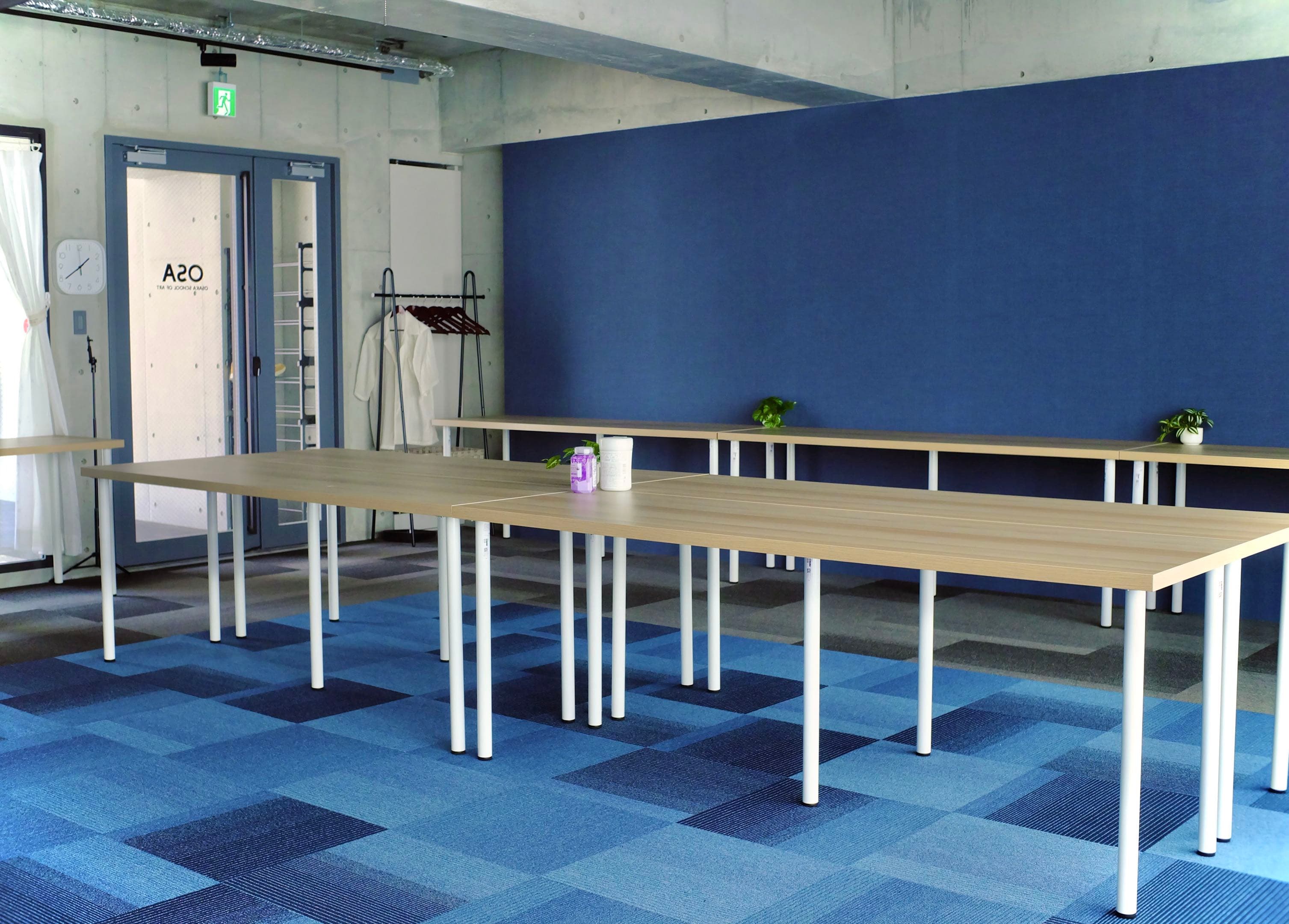 Classroom overview with tables